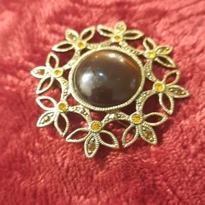 Vintage Brooch/Pin with Colored Rhinestone